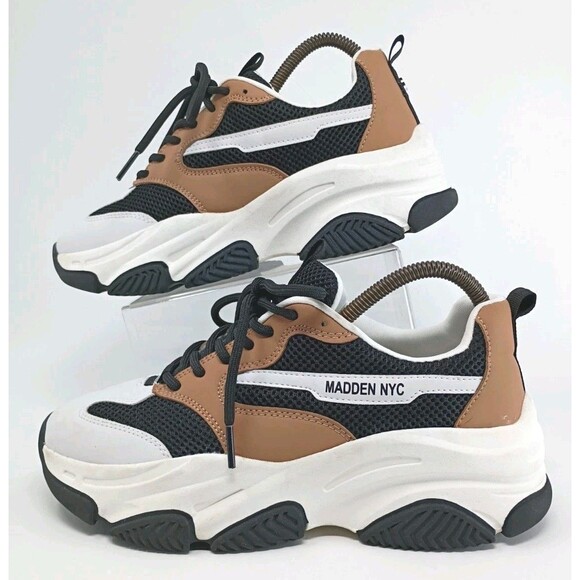 Madden Nyc Shoes - Madden NYC Womens Sneaker's Size 8.5 Muliti Color White w Brown Black